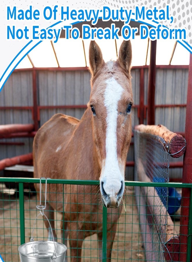 AojSup 2 Pcs Horse Water Bucket Hooks Portable Horse Bucket Hooks Removable Hangers Equestrian Stall Accessories Livestock Supplies, Over The Fence, Hang on Stall Walls (Silver) - Image 5